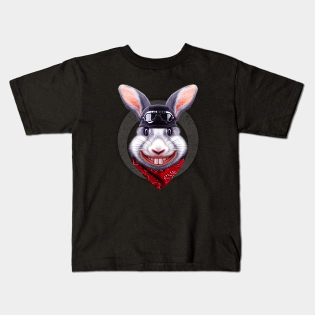 RABBIT RIDER Kids T-Shirt by ADAMLAWLESS